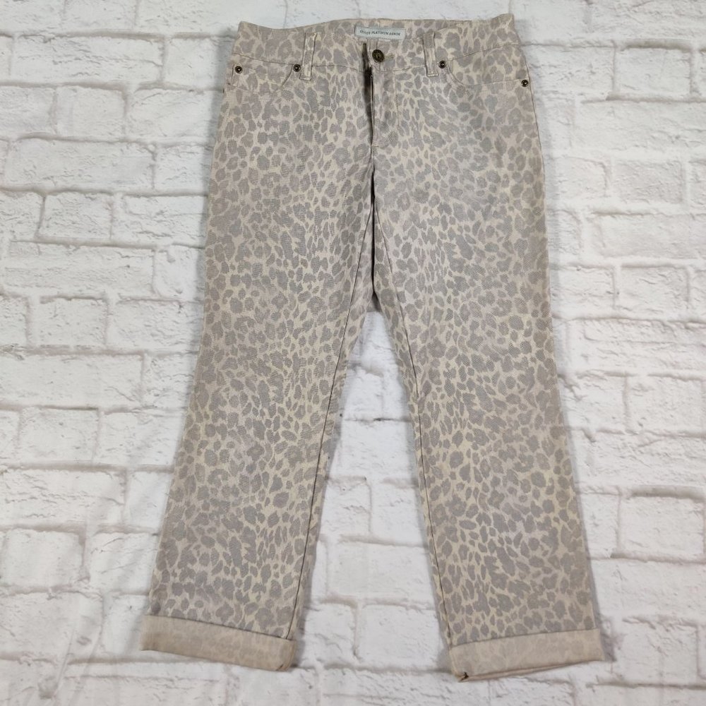 Chico's Platinum Denim womens ultimate fit jeans animal leopard print sz 00 (2)